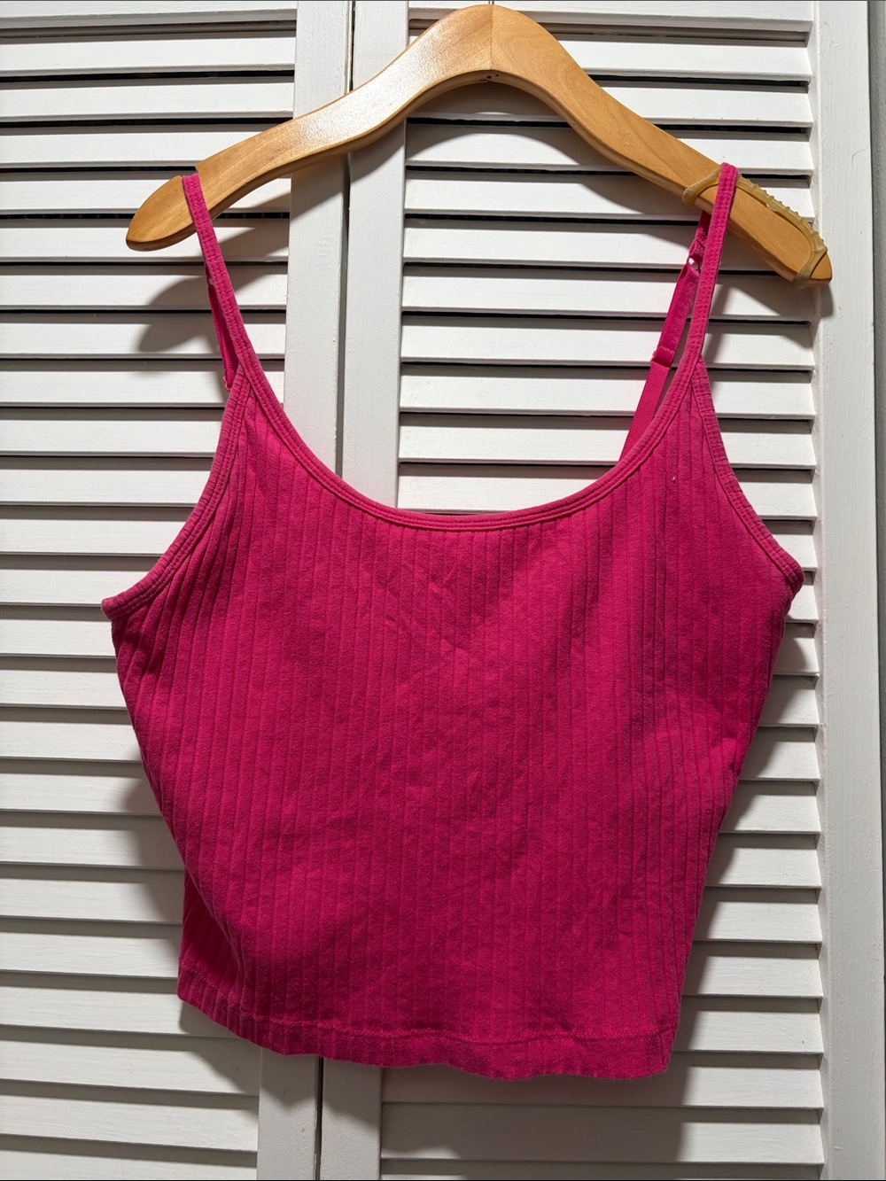 Old Navy Bright Pink Ribbed Adjustable Crop Tank